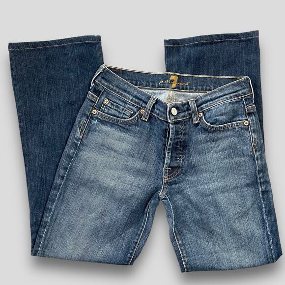 7 FOR ALL MANKIND WESTERN BOHO STRAIGHT BOYCUT BUTTON FLY DENIM JEANS SIZE 27 - Picture 1 of 8